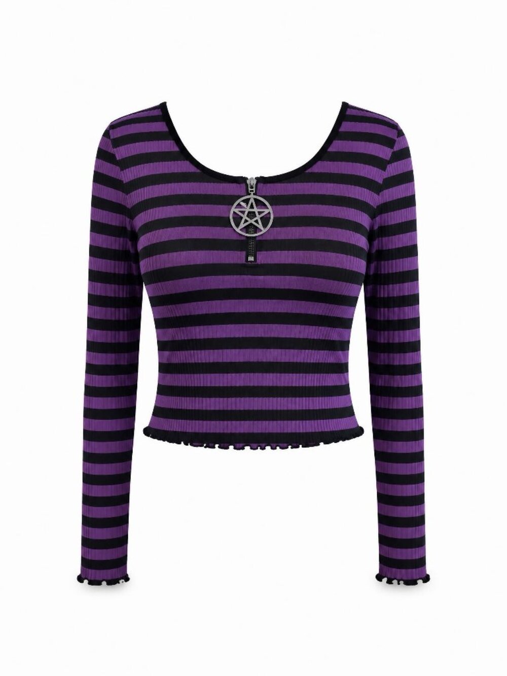 NWT Killstar Black Purple Stripe Long Sleeve Top XL